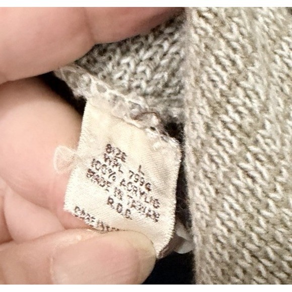 VINTAGE Sweater Mens Large Brown Cardigan Wool Snowflake Button Pockets - Picture 4 of 6